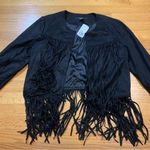 Forever 21  Boho Western Wear Hippie Fringe Cropped Jacket Black Women's Large Photo 1