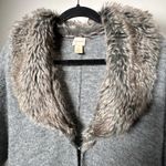 Chico's Chico’s Lillian Gray Wool Blend Faux Fur Collar Cardigan Sweater Photo 3