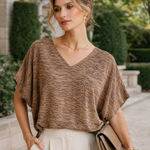 Joie  Womens Silk Blouse Top Medium Abstract Stripe Dolman Contemporary Minimal Photo 0