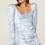 SAU LEE Size 4 Dress Blue Purple Jen Mini Long Sleeve Chinese Oriental Jacquard Photo 1