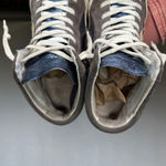 Philippe Model Paris Womens High Top Sneakers Leather Suede Metallic Navy Brown Size 8 Photo 7