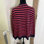 J. Jill Wearever Collection Pink Navy Blue Stripe Button Down Cardigan Sweater L Size L Photo 3