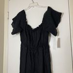Anthropologie NEW! Joie alverna eyelet off shoulder 100% linen black jumpsuit L Photo 3