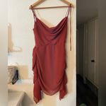 Oh Polly NWT Cowl Neck Backless Waterfall Skirt Mini Dress in Red Size 6 Photo 3