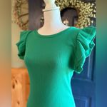 ZARA  Vibrant Green Mini Dress with Ruffle Sleeves size L. Photo 1