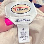 Talbots IRISH LINEN EMBROIDERED TAN BEIGE WHITE STRIPED FLORAL PENCIL SKIRT 6 Photo 7