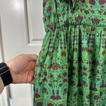Sundance  Mystical Mosaics Green Boho Tiered Ruffle Cotton Maxi Dress Size Medium Photo 3