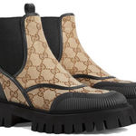 Gucci  Stretch Side GG Supreme Monogram Ankle Boots Bootie Beige Ebony Black Photo 0