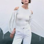 ZARA  Ribbed Voluminous Balloon Long Sleeve Cut Out Bodysuit Size S Photo 0