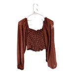 Citron Terracotta Smocked Blouse Brown Size M Photo 2