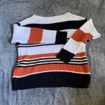 Chic Striped Black, White, and Orange Sweater Black Size M Photo 4