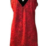 Vintage 90s Y2K Sostanza Slip Dress Red Black Floral Velvet Straps Chemise L Size L Photo 0
