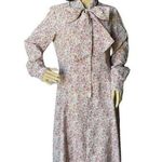 American Vintage Vintage Contima pink purple floral pop over dress with long pussybow size large Photo 0