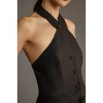 Reformation NWT  Tate Linen Top‎ Black Halter Size 10 Button Front Photo 1
