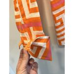 Tizzie Shirt Women L Orange Pink Geometric Print Button Down Long Sleeve Stretch Size L Photo 2
