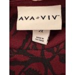 Ava & Viv 2X Burgundy Floral Print Split Back Short Sleeve Blouse Top Photo 5