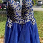 Camille La Vie Camille Blue Beading Formal Dress Size 11 Photo 0
