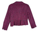 Ann Taylor Pink Black Checkered Collared Button Up Tweed Cropped Jacket Size 12 Photo 1