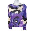 Karen Kane Women's Purple Floral Print Long Sleeve Tie Neck Blouse Size M Photo 1