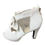 White Mesh Open Toe Bow High Heels Wedding Bridal Homecoming size 40 (US 9) Photo 0
