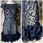 Jessica Simpson Navy Blue Sheer Lace 3D Floral Hem Mini Dress Size M Photo 1