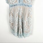 L'ATISTE L’ATISTE Aqua Lace Lined Lattice Detailing Short Sleeves Low V-Neck Romper Small Photo 10