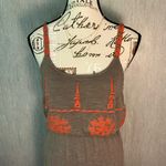 HD in Paris Gray Midi Skirt with Orange Embroidery Size Small Photo 2