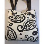 Life is Good  Brown Tan Paisley Lined Canvas Purse Tote Hand Shoulder Bag Photo 1