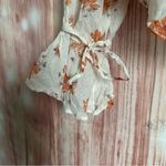 Free People White Amanda Ruffle Long Sleeve Wrap Orange Floral Top Photo 7