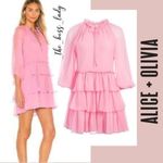 Alice + Olivia  dress 100% silk mini dress summer spring sheer tiered ruffes Photo 0