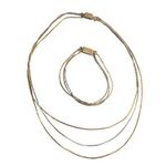 Gold Avon Triple Chain Bracelet Necklace Set Halo Vintage 70s 80s Jewelry Pendant Photo 0