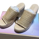 Cecelia New York NIB Size 7 Womens Farra Wedge Espadrille Slide Sandals Sugar Tan Photo 1