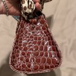 NWT Comely brown faux alligator handbag polka dot scarf that matches the lining Photo 9