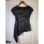 Bongo  Top Shirt Womens Medium Cotton Asymmetrical Black Gold‎ Snakeskin Photo 2