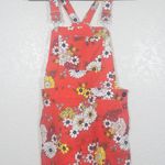 Modcloth New Candy Red Floral Dazed Summer Days Cotton Shortalls 6 Photo 2
