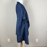1 Sunset Lane Jacket Womens Large Blue Chambray Duster Draped Open Front Cinched Photo 2