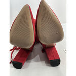 Shoedazzle Womans Aisha Knee Length Boots 8.5 Red Pointed Toe 1/4 Zip Block Heel Photo 8