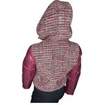 Members Only Women's Tweed Varsity Burgundy Hooded Jacket Photo 6