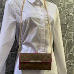 Gucci  Brown and Pink Clutch with Gold Chain Photo 3