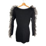 RONNY KOBO Yasmin Tulle trimmed Jacquard Knit Mini Dress In Black Photo 4