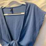 Zaful Tie Knot Blue Cropped Blouse - Small (US4) NWOT Photo 2