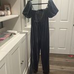 Anthropologie BY  (NWT) The Femme Velvet Jumpsuit, Dusty Blue, Size 12 Photo 7