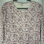 LL Bean Women's Size Med Floral Supima Cotton 3/4 Sleeve Soft Nightgown Purple Photo 1