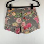 Michelle‎ Farmer Floral Print Shorts Size 2 Gray Colorful USA Made Cotton Photo 2