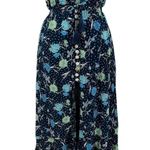Tiare Hawaii Ryden Maxi Dress Strapless Floral Dot Print Navy Blue One Size Photo 0