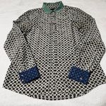 J.Crew 100% Silk Button Front
Blouse Whimsical Blue Green
Gold Size 8 Photo 0