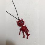 Fun Red Enamel Devil Pendant Black Chain Necklace 16 inches Photo 1