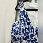 Ralph Lauren Lauren  Paisley Floral Blue & White Sleeveless Shift Dress Size 14 Photo 3
