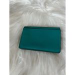 Oakley Teal soft smooth leather snap button mini coin purse cardholder tiny bag Photo 5