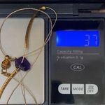 Amethyst Natural Raw Pendant Magnetic Clasp Gold-tone Skinny Chain Necklace Photo 7